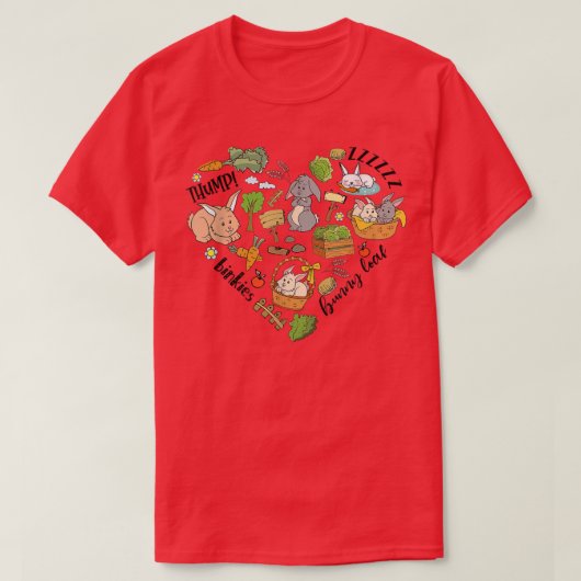 私はウサギ大好きバニー愛ハートラビットバニー母E Tシャツ (デザイン正面)