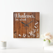 私はウッド退職したリタイアおもしろいルブラウン スクエア壁時計 (ホーム)