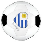 私はウルグアイ国旗の色のハートサッカーボールが大好き サッカーボール (回転)