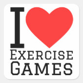 私はエクササイズゲームが大好き スクエアシール (正面)