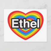 私はエセルが大好き。私はあなたを愛しているエセル。ハート ポストカード (正面)