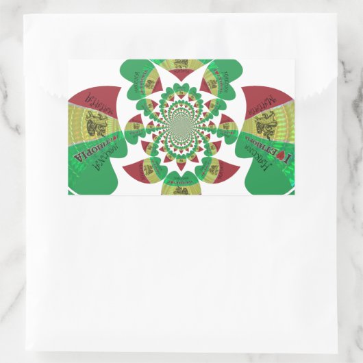 私はエチオピア愛ラブルハート国旗の国色 長方形シール (バッグ)