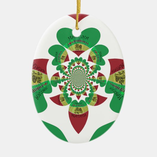 私はエチオピア愛ラブルハート色 セラミックオーナメント (正面)