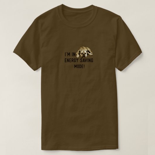 私はエネルギ救ーのモード眠いブルドッグ Tシャツ (デザイン正面)