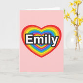 私はエミリーが大好きです。私はエミリーを愛している。ハート カード (黄色い花)