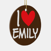 私はエミリー名の女のパーソナライズされた子の女性BFFが大好き セラミックオーナメント (右)