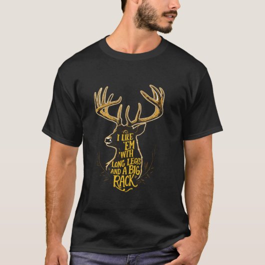 私はエム長脚ビッグラックディアー狩りアウトドア Tシャツ (正面)