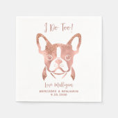 私はエレガントブルドッグフランスのバラ金ゴールド結婚の スタンダードカクテルナプキン (正面)