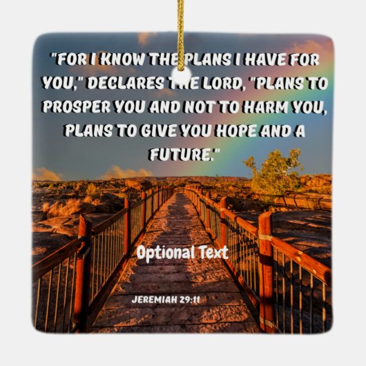 私はエレミヤ29:11聖書の聖句を知っている セラミックオーナメント (裏面)