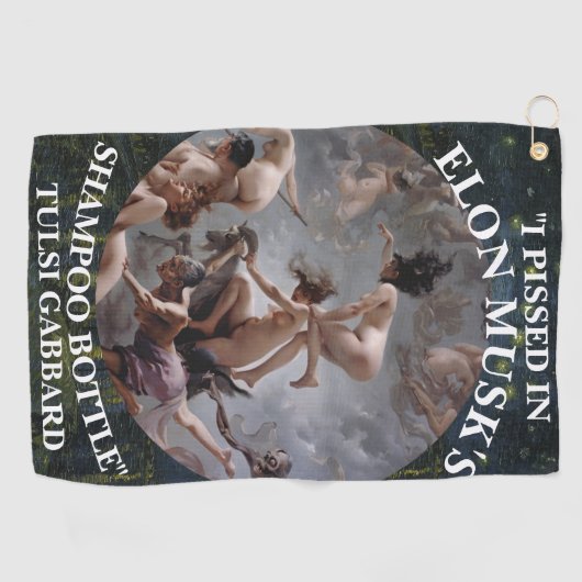 私はエロンムスクのシャンプーTULSI GABBARDで怒った ゴルフタオル (横)