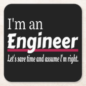 私はエンジニアおもしろいノベルティ スクエアペーパーコースター (正面)