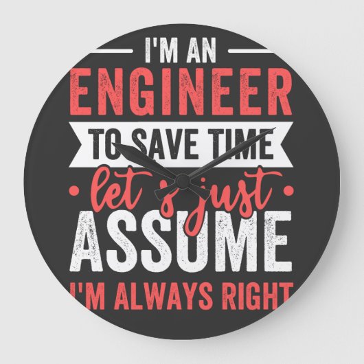 私はエンジニアだ救が、とりあえず ラージ壁時計 (正面)