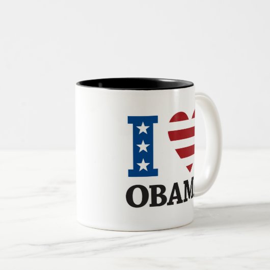 私はオバマのマグを愛します ツートーンマグカップ (正面右)