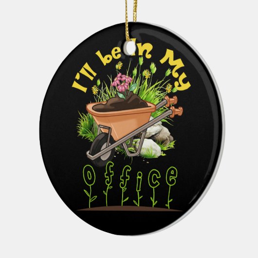 私はオフィスの手押し車のガーデンガーデニングにいる セラミックオーナメント (左)