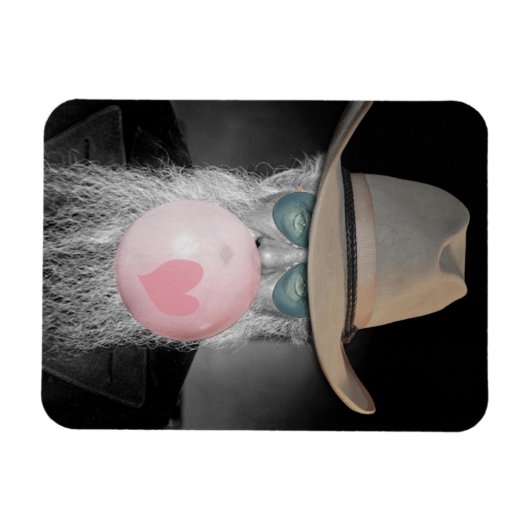 私はオヤジのガム吹の泡とハートを噛む マグネット (横)