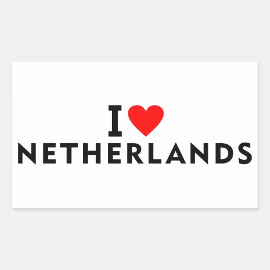 私はオランダ旅行旅行国のようなハートが大好き 長方形シール (正面)