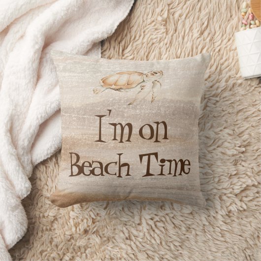 私はオンビーチタイムシーウミガメおもしろい引用文動物 クッション (ブランケット)