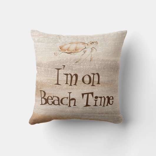 私はオンビーチタイムシーウミガメおもしろい引用文動物 クッション (裏面)