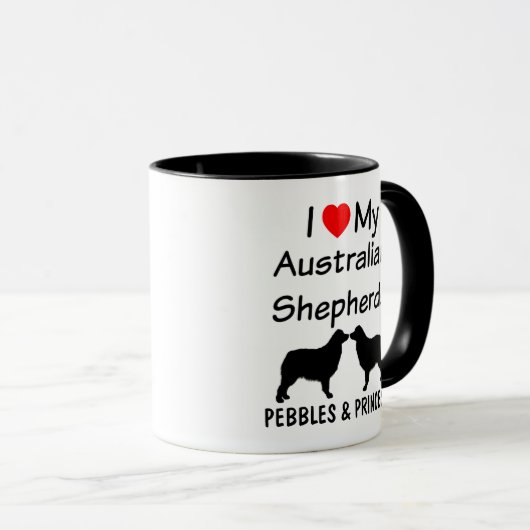 私はオーストラリアの羊飼い二人のコーヒーマグが大好き マグカップ (正面右)
