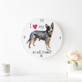 私はオーストラリア産の牛飼いが大好き ラージ壁時計 (ホーム)