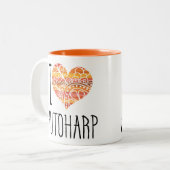 私はオートハープオレンジマンダラハート ツートーンマグカップ (正面左)