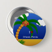 "私はオーランド大好き,フロリダ州"装飾 缶バッジ (正面&裏面)