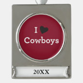 私はカウボーイを愛します シルバープレートバナーオーナメント (正面)