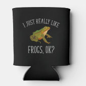 私はカエルが好きなのok?カエルおもしろいの恋人 缶クーラー (裏面)