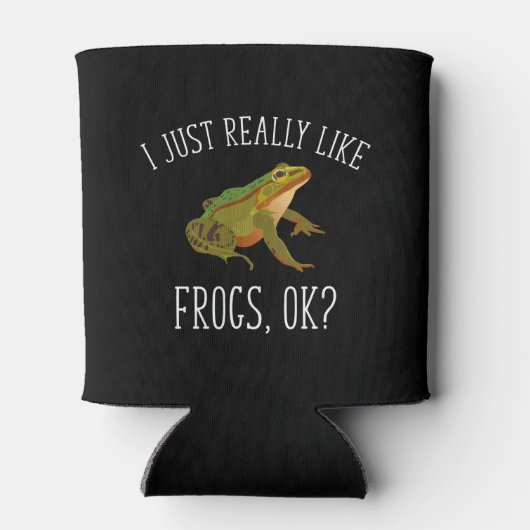 私はカエルが好きなのok?カエルおもしろいの恋人 缶クーラー (裏面)