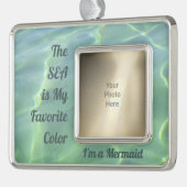 私はカスタマイズ可能な写真を持つマーメイド シルバープレートフレームオーナメント (左)
