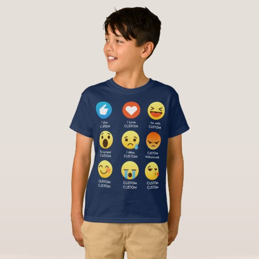 私はカスタマイズ可能な顔文字(emoji)のことわざを愛します tシャツ (正面フル)