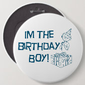 私はカスタマイズ誕生日の男の子ボタン-です 缶バッジ (正面&裏面)