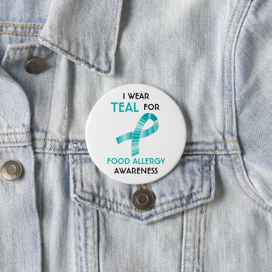私はカスタマイズ食物アレルギーの認識度のためのティール(緑がかった色)を身に着けています 缶バッジ (インサイチュ)