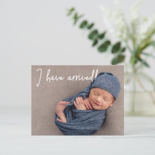 私はカスタム到着したベビー写真ありがとう 案内ポストカード (スタンド正面)