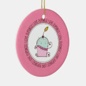 私はカップケーキの陶磁器のクリスマスオーナメントを愛します セラミックオーナメント (右)