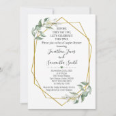 私はカップルが緑の金ゴールドをシャワーすると言う前 招待状 (正面)