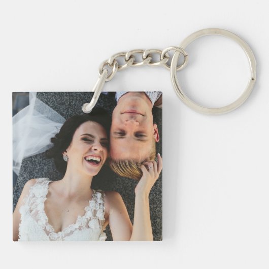 私はカップルの写真が大好パーソナライズされたき キーホルダー (裏面)