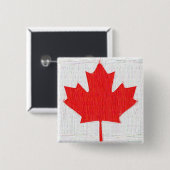 私はカナダを愛します! カナダの旗のステッチの一見のデザイン 缶バッジ (正面&裏面)