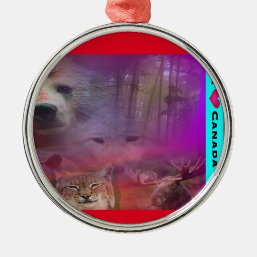 私はカナダをlove メタルオーナメント (正面)