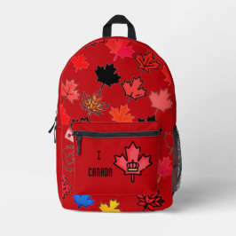 私はカナダハートだ。王冠を持つメープル王室のリーフ。 プリントバックパック