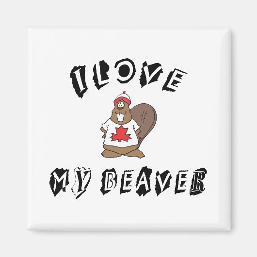 私はカナダ人ビーバーが大好き マグネット (正面)