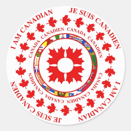 私はカナダ人 – JE SUIS CANADIENステッカー ラウンドシール (正面)