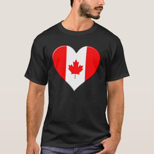 私はカナダ国旗のプライドハートが大好き Tシャツ (正面)
