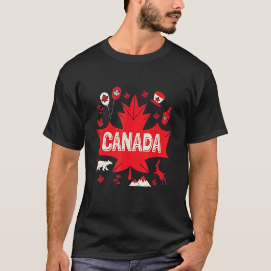私はカナダ幸せなカナダ国旗メープルリーフメンズ大好き Tシャツ (正面)