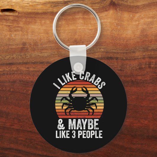 私はカニと多分3人のカニおもしろい狩りが好き キーホルダー (正面)
