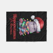 私はカバが欲しいクリスマスかわいいカバSanta H フリースブランケット (正面(横))