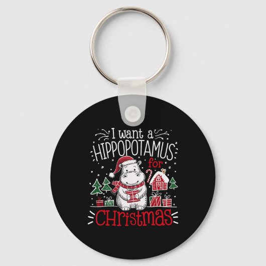 私はカバが欲しいクリスマスのパジャマかわいいカバ キーホルダー (正面)