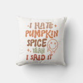 私はカボチャのスパイスのグルーヴなレトロな秋秋が嫌い クッション (正面)