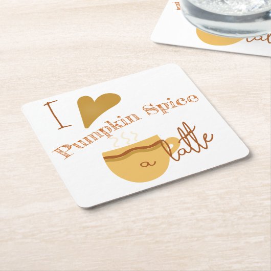 私はカボチャのスパイスを愛するラテ ユーモアのある スクエアペーパーコースター (アングル)