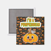 私はカボチャ背景正方形のカボチャ頭1だ マグネット (正面/裏面)
